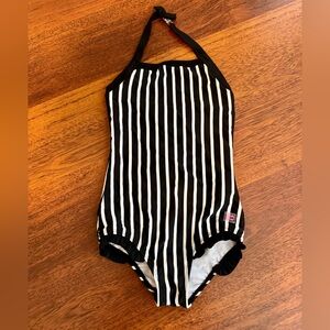 NWT | Ruffle Butts | Stripe One Piece Swimsuit | Black and White | Size 7